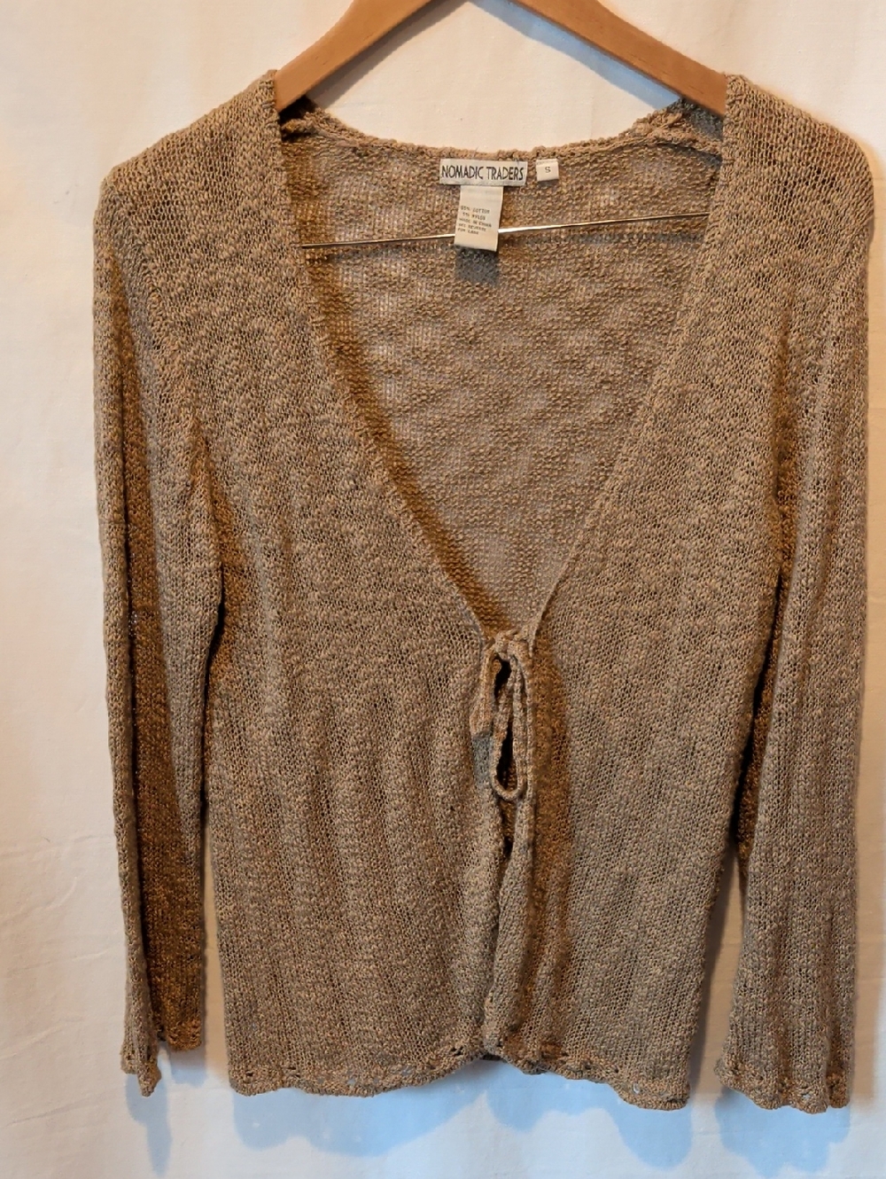 Nomadic Traders Taupe Tie-Front V-Neck Cardigan